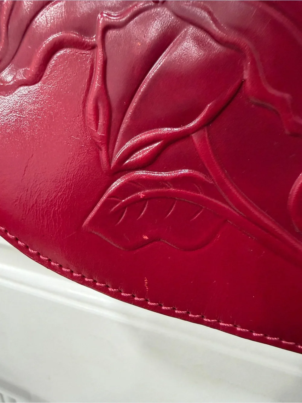 Patricia Nash Red Embossed Leather Lydie Crossbody